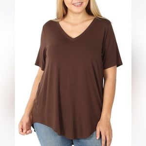 ZENANA Premium V-neck Half Sleeve T-Shirt Top NIP